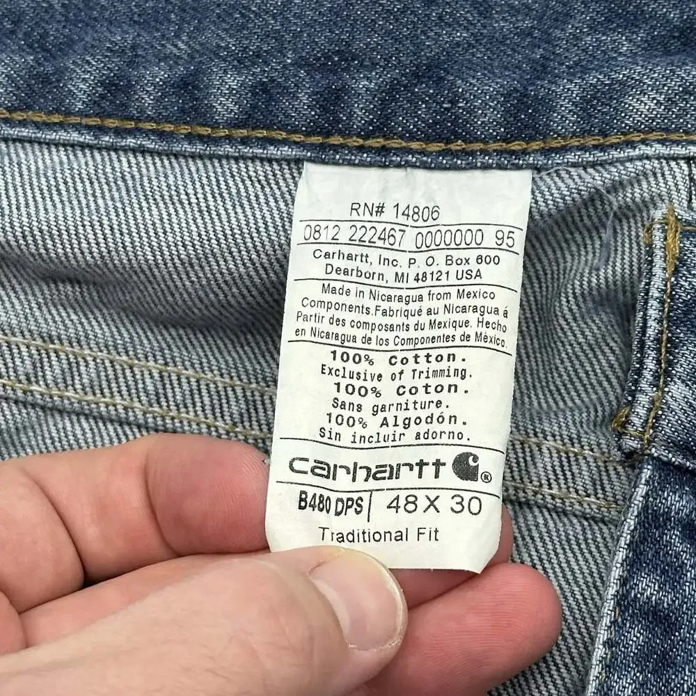 Carhartt Traditional Fit Men’s Size 48x30 Straight Leg Blue Cotton Denim Jeans